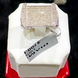 Best seller men REAL DIAMOND ring NOT CZ  custom made in white gold vermeil SALE
